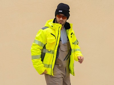 荧光绿夹棉parka 夹克户外棉衣