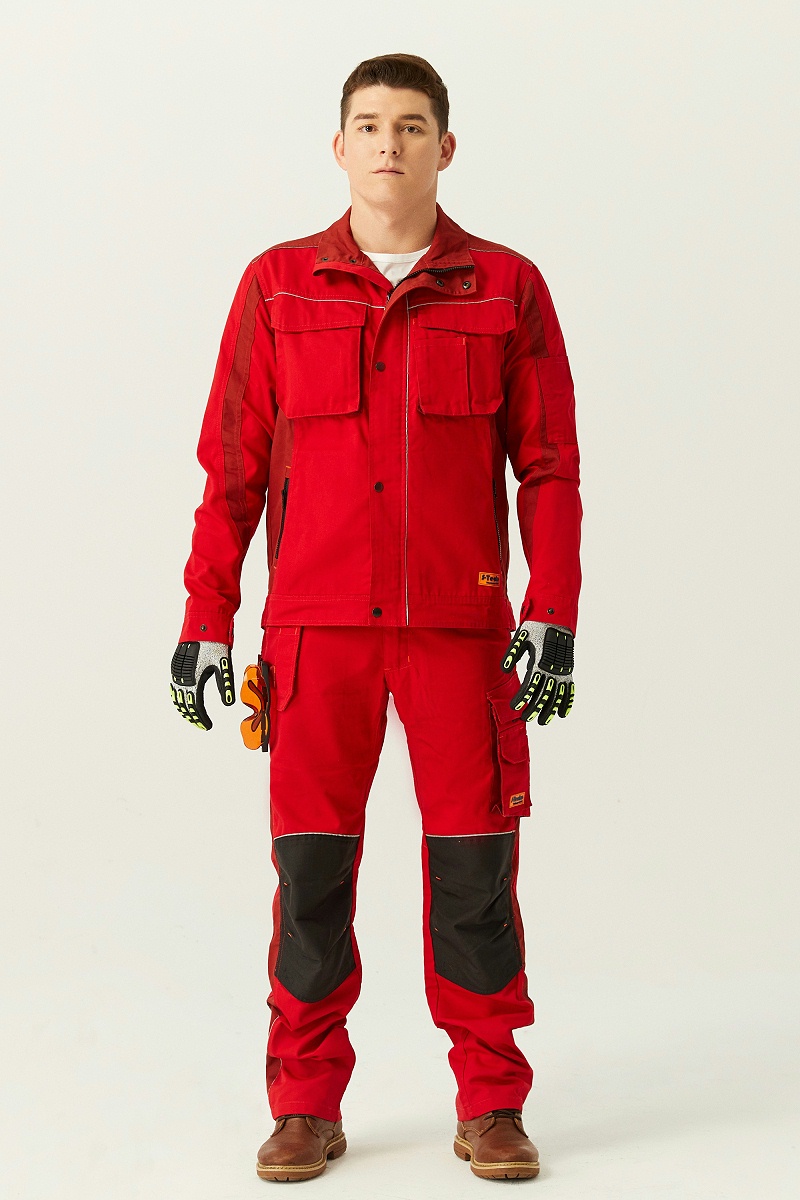 red canvas workwear work jacket work pants